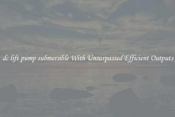 dc lift pump submersible With Unsurpassed Efficient Outputs