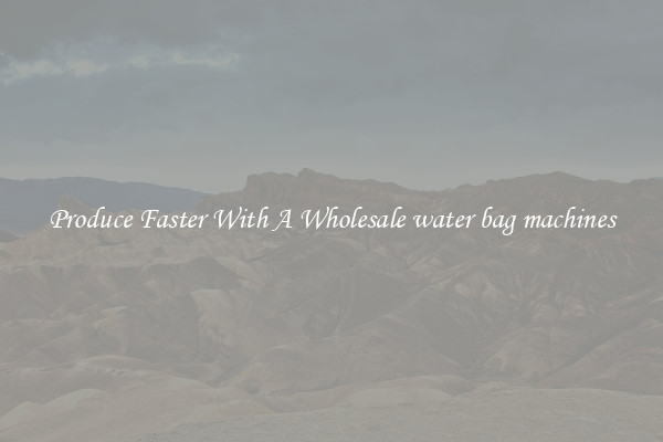 Produce Faster With A Wholesale water bag machines