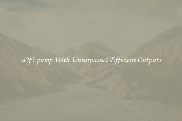 a2f5 pump With Unsurpassed Efficient Outputs